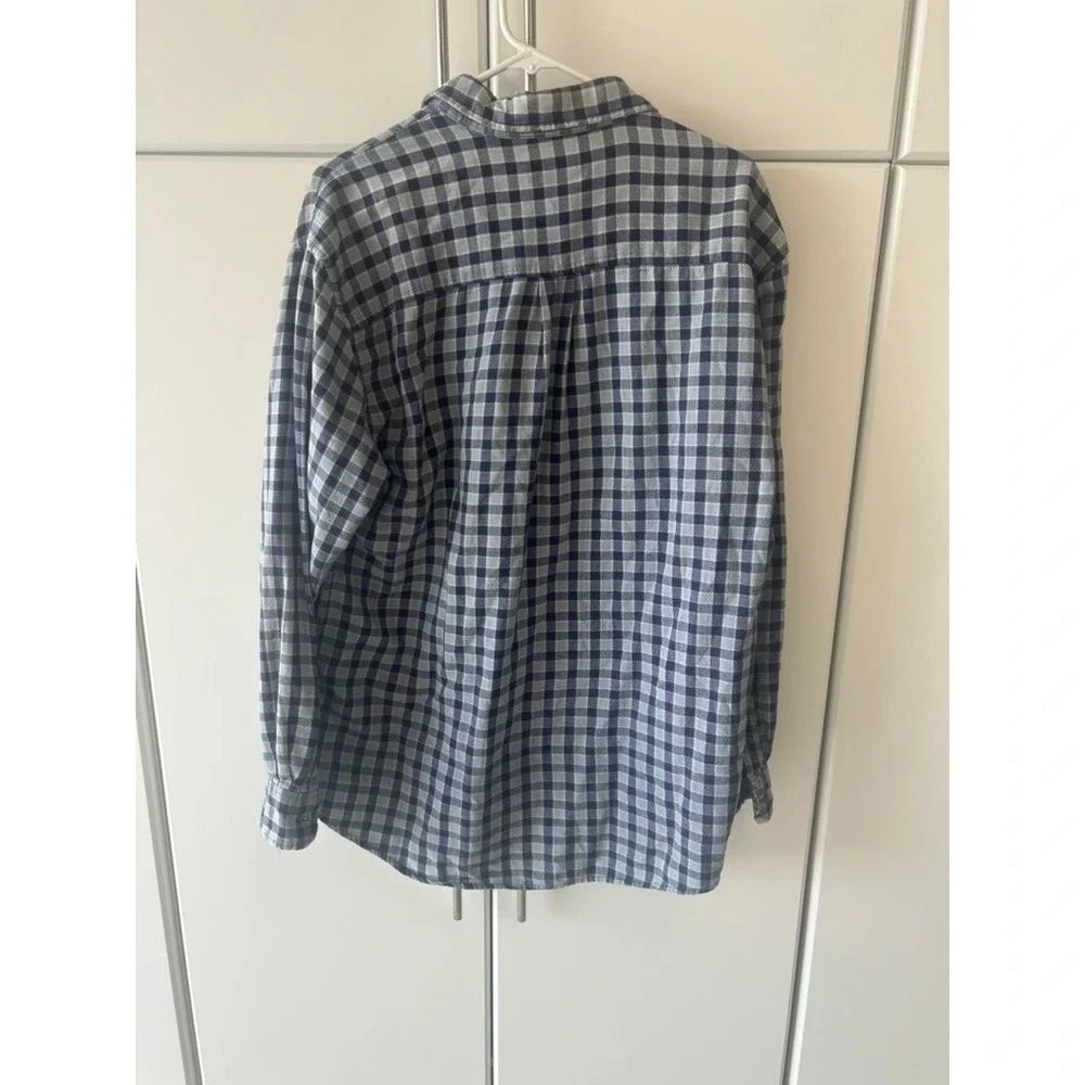 NorthCrest Mens Blue Grey Plaid Long Sleeve Cotton‎ Button Down Shirt LT 42-44